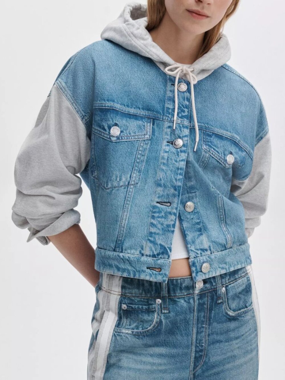 Rag & Bone Miramar Sport Combo Hooded Trucker Jacket - Women's Size Large - NWT